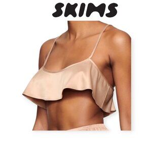 SKIMS Pink Sand Shine Satin Crop Cami Adjustable Straps Lounge Size Large NWOT